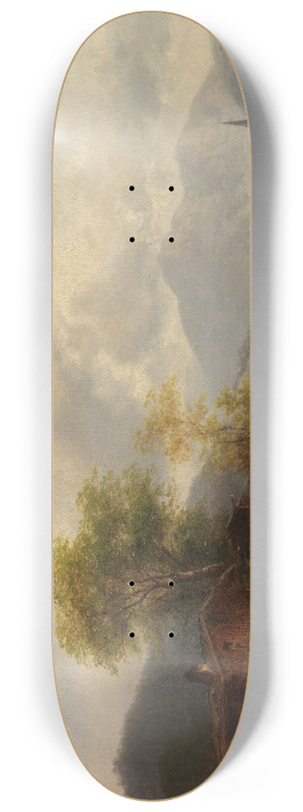 Anton Doll - Oberbayerische Landschaft mit Waschhaus am See 8.25 inch art skate deck