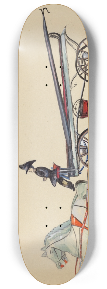 Mina Lowry - Toy Hook and Ladder, with Two Horses 8.25 inch art skate deck