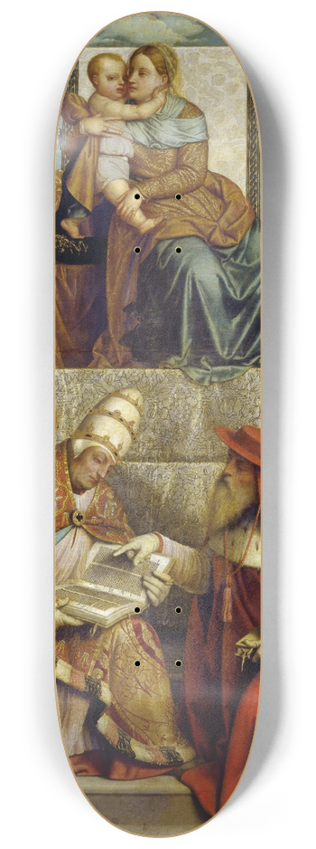 Moretto Da Brescia - Virgin and Child Enthroned with the Four Fathers of the Latin Church 8.25 inch art skate deck