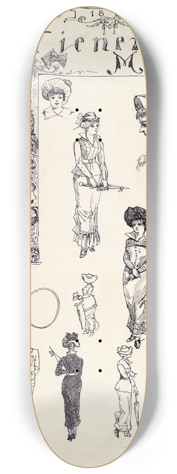 Moritz Ledeli - Wiener Typen 1880 (Wiener Sommermoden) 8.25 inch art skate deck