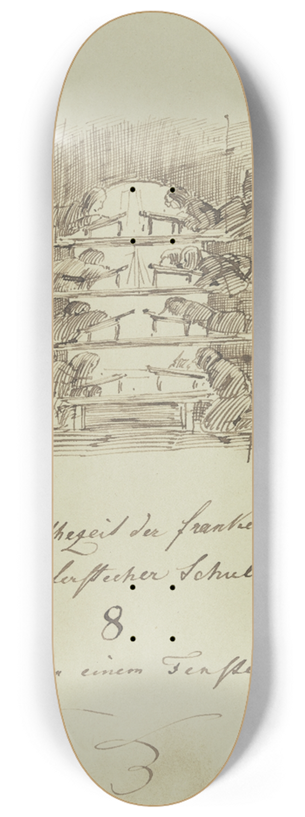 Moritz von Schwind - Acht Zeichenschler an einem Fenster 8.25 inch art skate deck