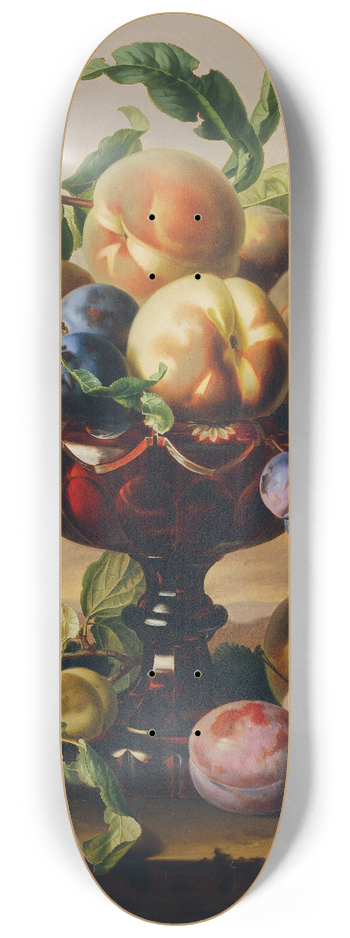 Anton Hartinger - Stillleben mit Pfirsichen und Pflaumen in roter Glasschale 8.25 inch art skate deck