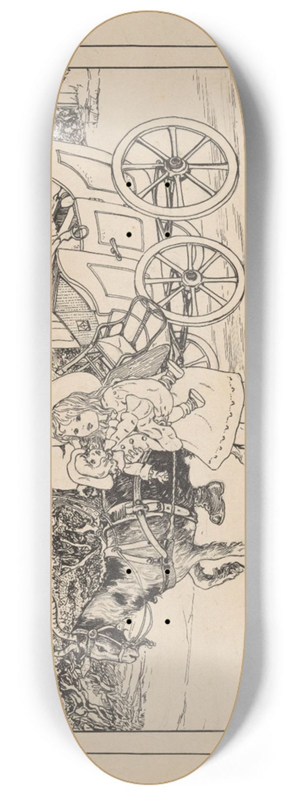 Nelly Spoor - Jongen bestuurt een poppenkoets op een geit 8.25 inch art skate deck