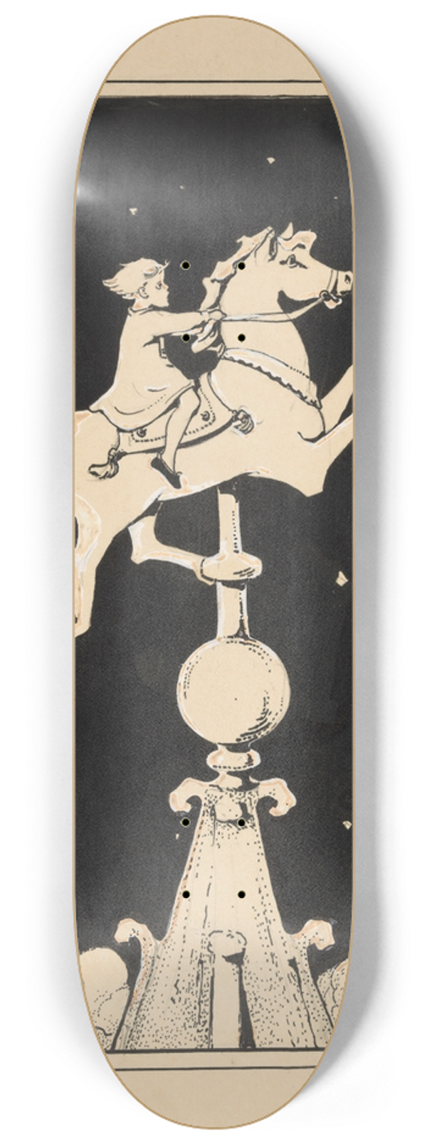 Nelly Spoor - Meisje berijdt een paard op een torenspits 8.25 inch art skate deck