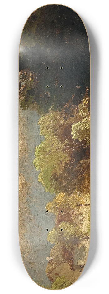 Anton Hugo Ullik - Landscape with Duck Pond and View of a Castle 8.25 inch art skate deck