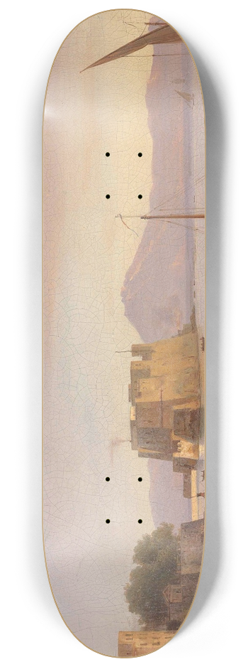 Antonie Sminck Pitloo - Fishermen Castel dell Ovo, Naples 8.25 inch art skate deck