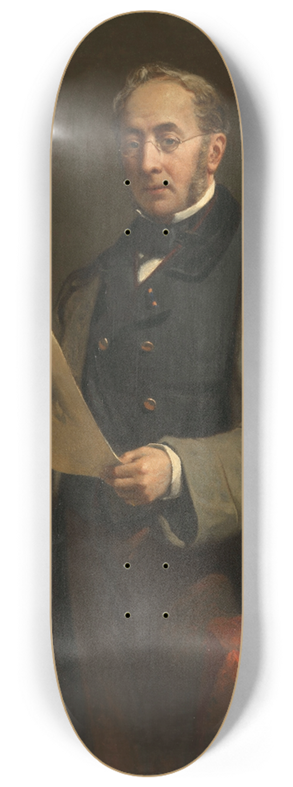 Nicolaas Pieneman - Portrait of Jacob de Vos Jacobszoon (1803-1878). Amsterdam Art Collector and Owner of the Historical Gallery De Vos 8.25 inch art skate deck