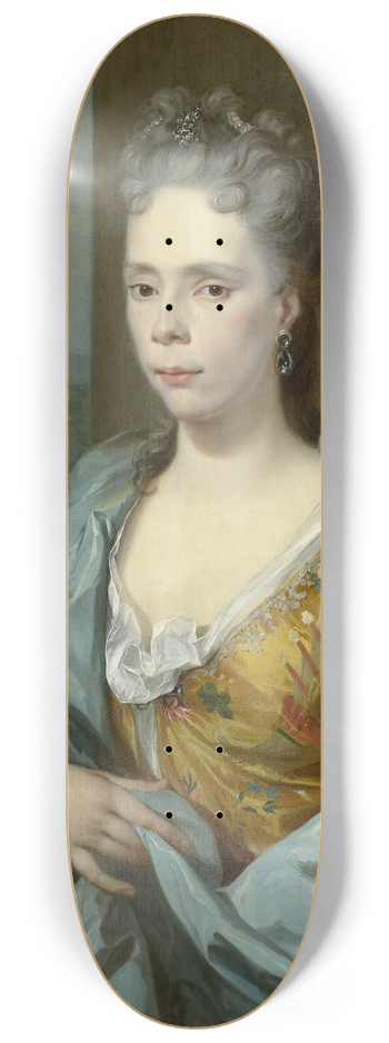 Nicolaas Verkolje - Portrait of Elisabeth van Riebeeck, Daughter of Abraham van Riebeeck, Wife of Gerard van Oosten 8.25 inch art skate deck