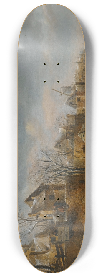 Nicolaes Molenaer - An Extensive Winter Landscape With Numerous Figures On The Ice 8.25 inch art skate deck