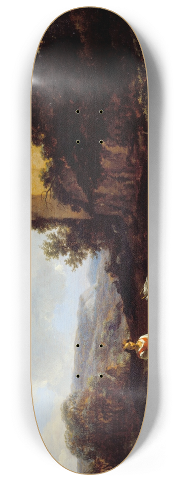 Nicolaes Pietersz. Berchem - Landscape with Ruins and Travelers 8.25 inch art skate deck