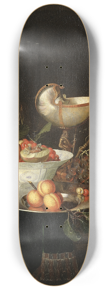 Nicolaes van Gelder - Still Life with Fruit and a Nautilus Goblet 8.25 inch art skate deck