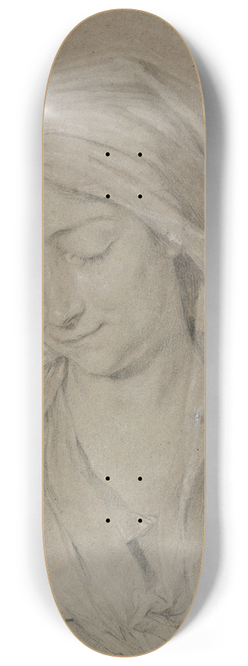 Nicolas Bernard Lpici - Brustbild einer niederblickenden Frau mit Kopftuch 8.25 inch art skate deck