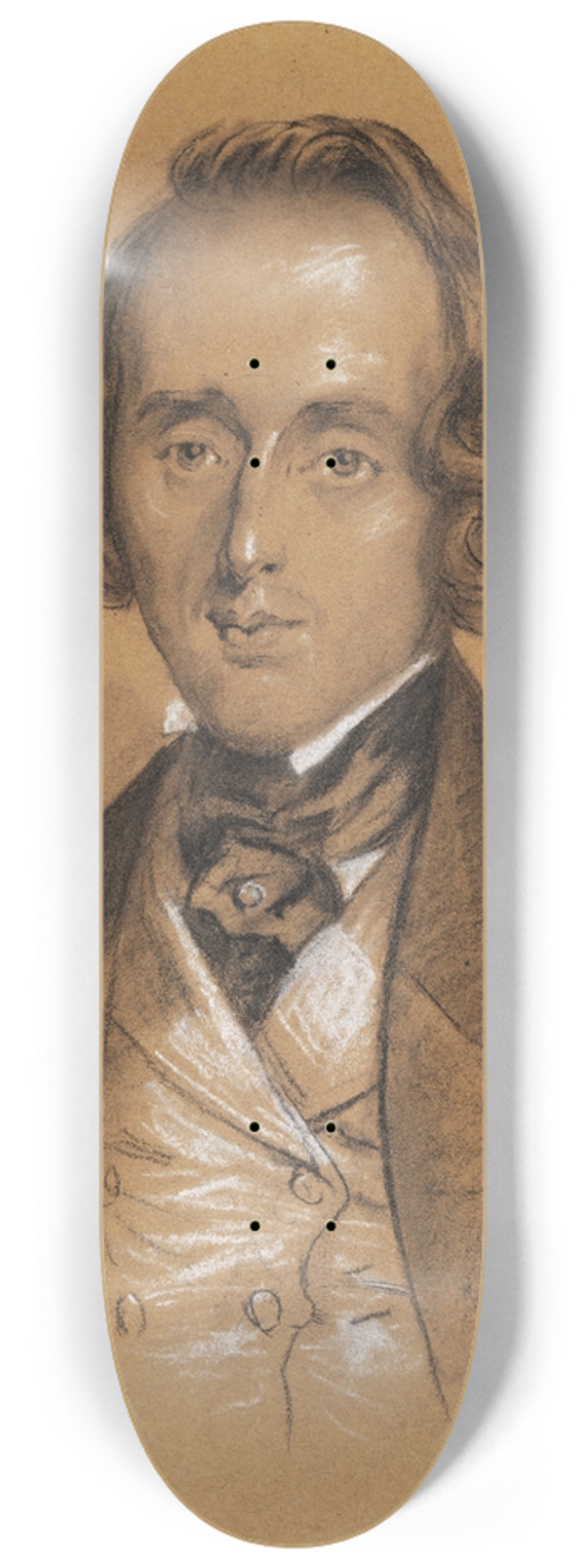 Nicolas Eustache Maurin - Portrait of Fryderyk Chopin 8.25 inch art skate deck