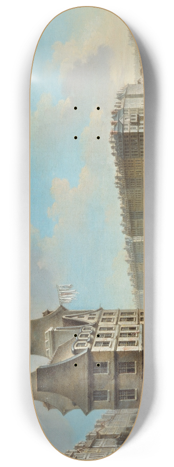 Nicolas Jean-Baptiste Raguenet - La Grve, lIle Saint-Louis et le Pont Rouge, vus de la place de la Grve 8.25 inch art skate deck