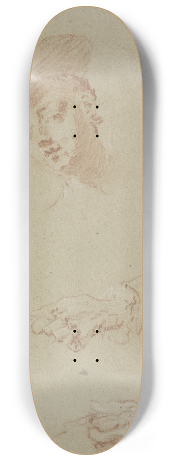 Nicolas Lancret - Head and two hands 8.25 inch art skate deck