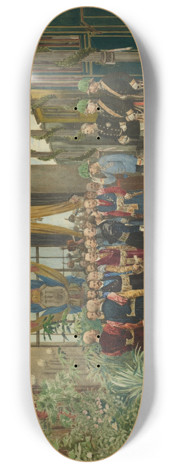 Antoni Kozakiewicz - The Emperor Welcomed at the Train Station in Lviv from the Series Inspection Trip of Emperor Franz Joseph I Around Galicia in September 1880 8.25 inch art skate deck