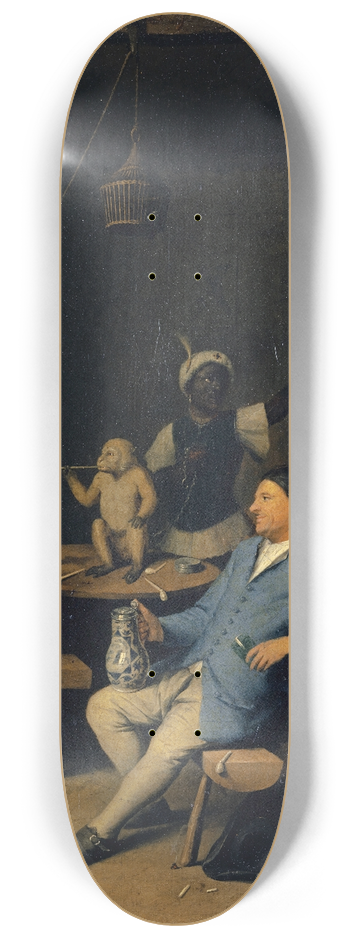 Nicolas Van Haften - Society with an Ape Smoking a Pipe in a Tavern 8.25 inch art skate deck
