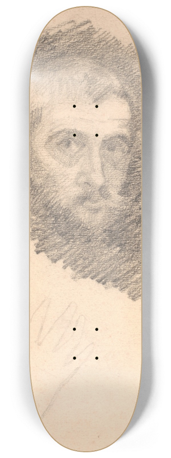 Niels Bjerre - Mandsportrt og let rids af en hnd 8.25 inch art skate deck