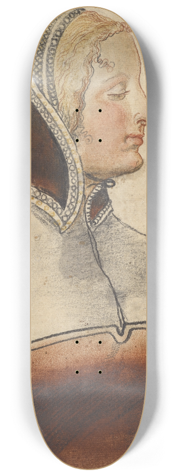 Niklaus Manuel - Brustbild einer jungen Frau im Profil 8.25 inch art skate deck