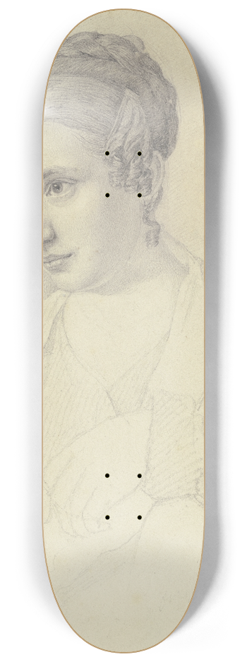 Nikolaus Hoff - Bildnis der Tochter des Stuttgarter Schuhmachers Unterlerches, im Haus des Vaters gezeichnet 8.25 inch art skate deck