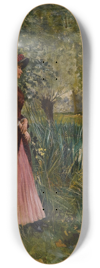 Norbert Goeneutte - Nathalie Goeneutte, the Artists Sister, on a Riverbank 8.25 inch art skate deck