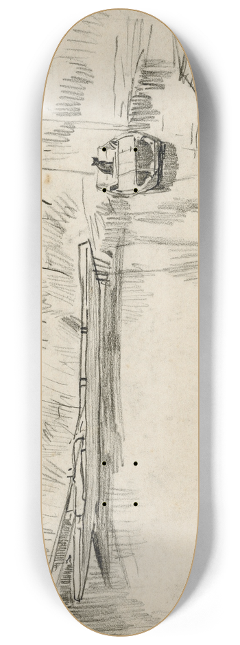 Adolf le Comte - Meer met roeiboot en poes 8.25 inch art skate deck