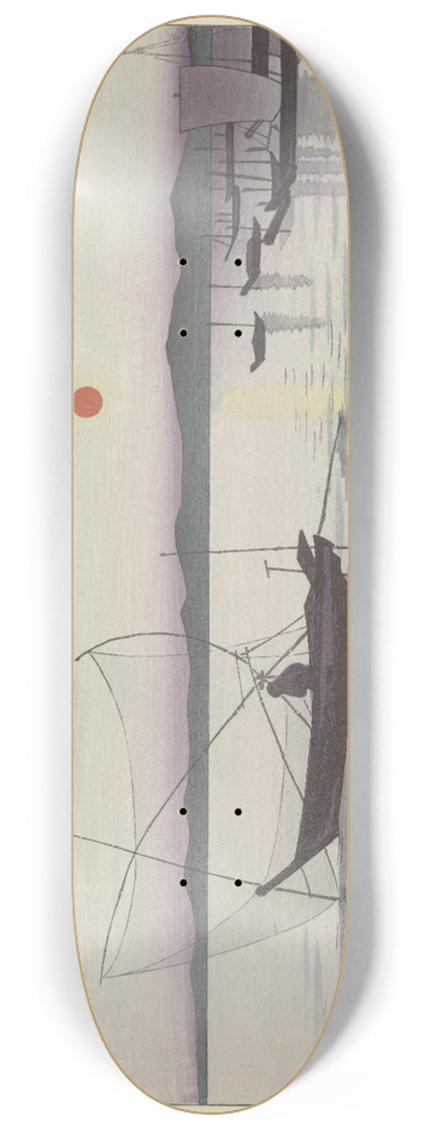 Ohara Koson - Boats and Setting Sun 8.25 inch art skate deck