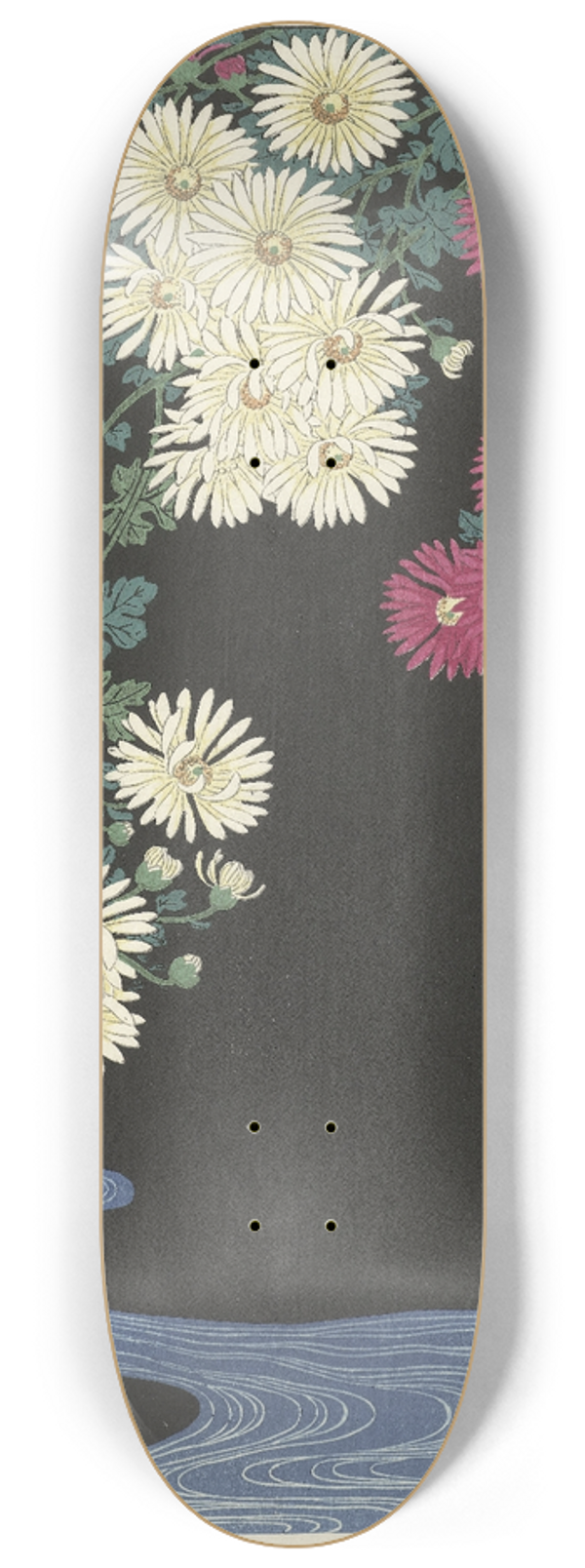 Ohara Koson - Chrysanthemums and Running Water 8.25 inch art skate deck
