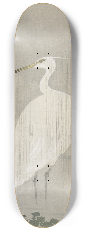 Ohara Koson - Egret in rain 8.25 inch art skate deck