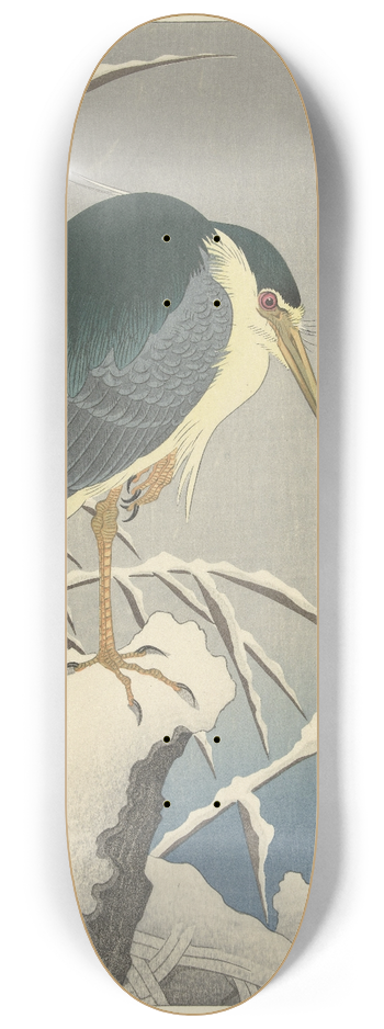 Ohara Koson - Heron in snow 8.25 inch art skate deck