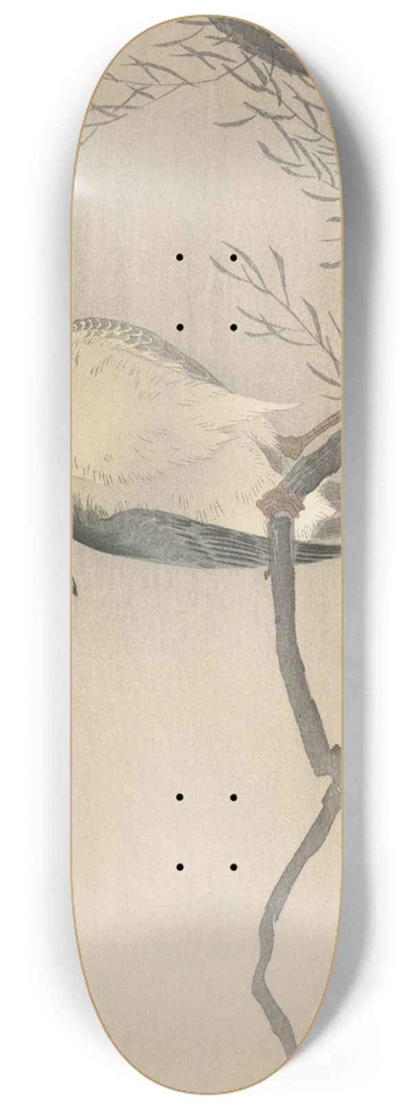 Ohara Koson - Quack on whimsical branch 8.25 inch art skate deck