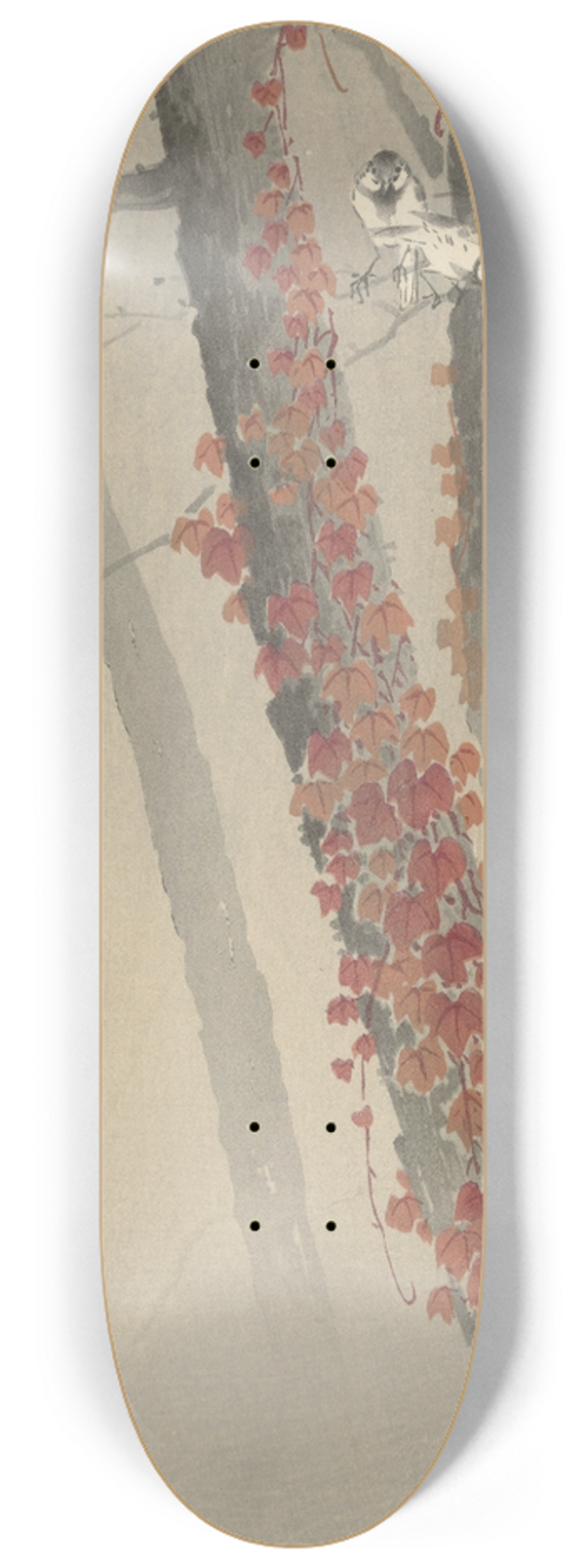 Ohara Koson - Red ivy 8.25 inch art skate deck