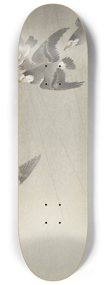 Ohara Koson - Starlings in the rain 8.25 inch art skate deck