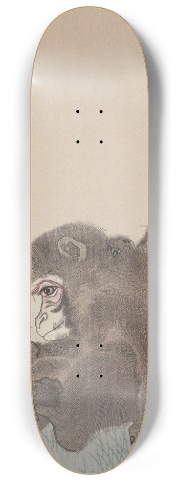 Ohara Koson - Two monkeys with butterfly 8.25 inch art skate deck