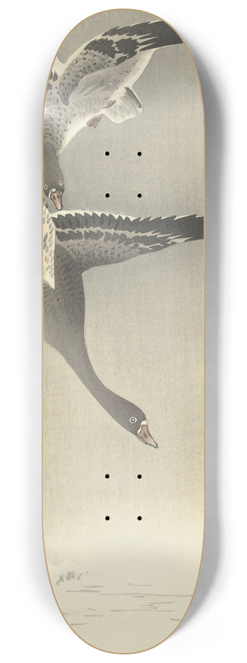 Ohara Koson - Two white-fronted geese in snowy landscape, 8.25 inch art skate deck