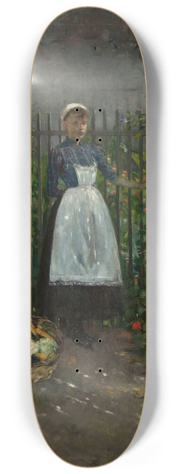 Olga Boznanska - Girl with a basket of vegetables in the garden 8.25 inch art skate deck