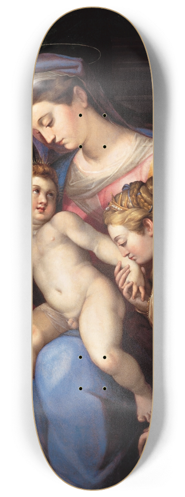 Orazio Samacchini - The Holy Family, With St Catherine Of Alexandria, St Margaret Of Antioch And St Francis Of Assisi 8.25 inch art skate deck