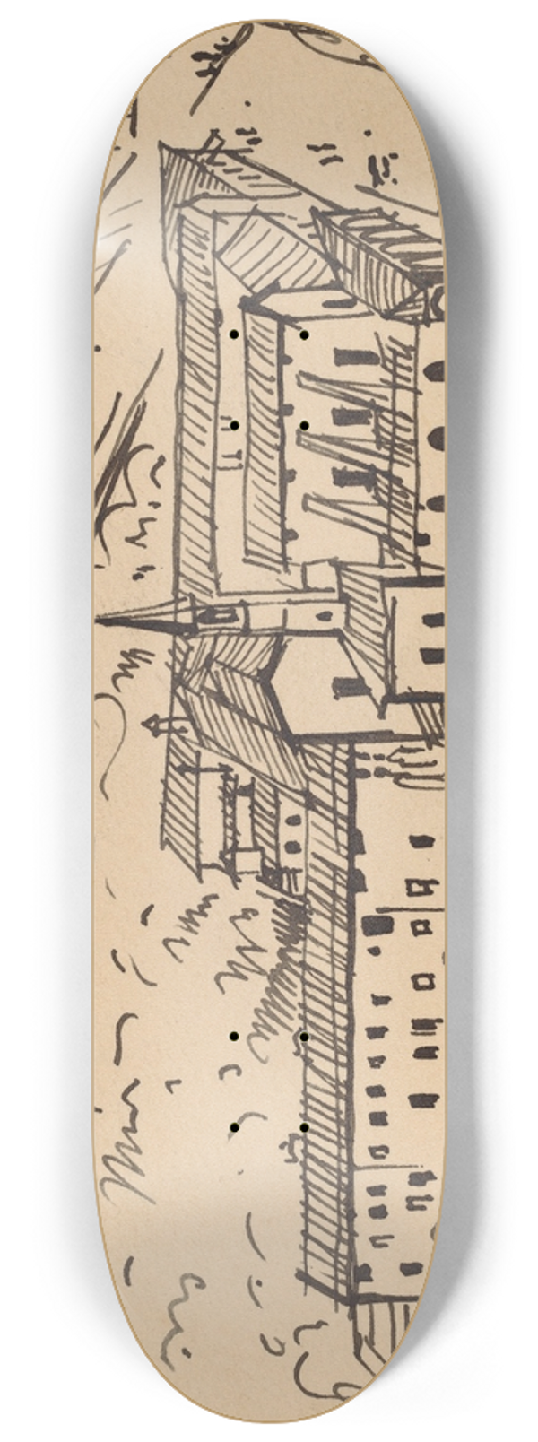 Oscar Bluemner - Fiesole,Cloister of S. Domenico 8.25 inch art skate deck
