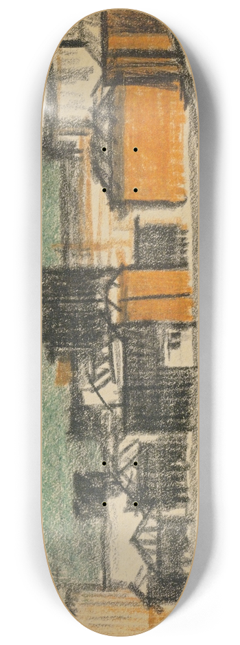 Oscar Bluemner - Rooftops, Harlem 8.25 inch art skate deck