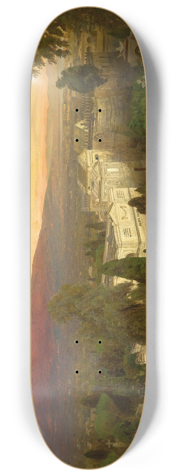 Oswald Achenbach - Campo Santo in Poggioreale, the Vesuvius Beyond 8.25 inch art skate deck