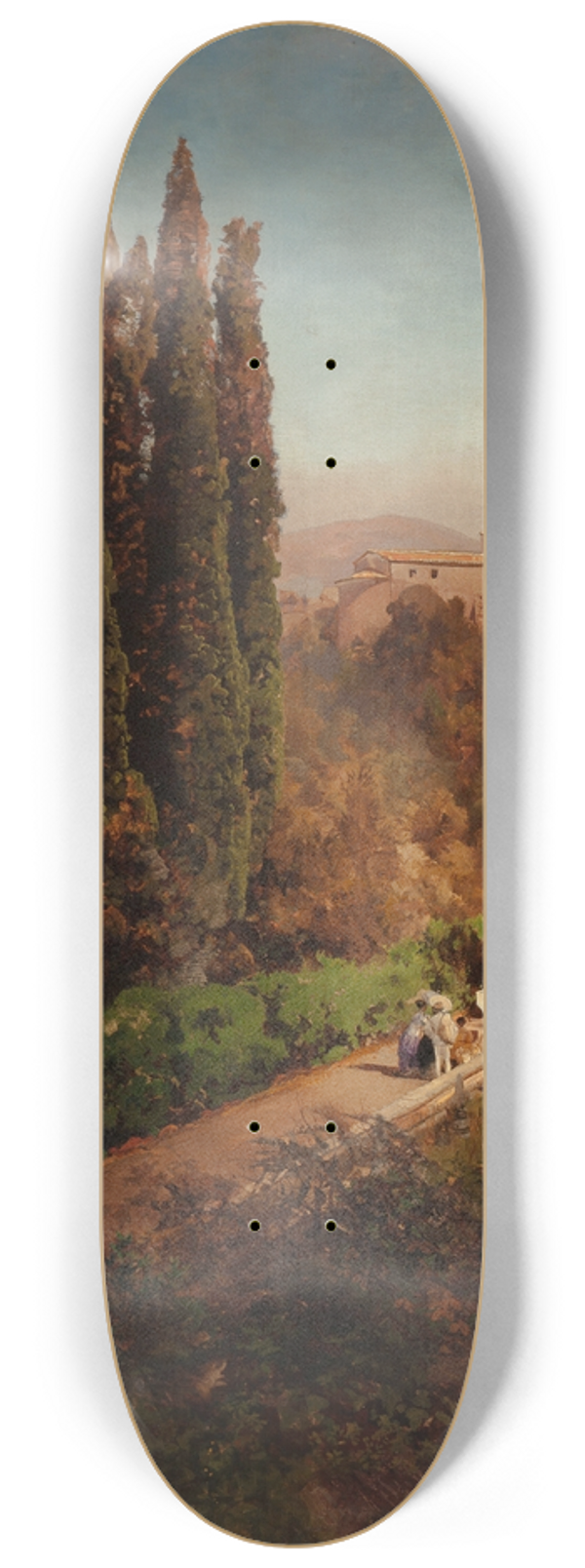 Oswald Achenbach - View from high in the gardens of Villa Torlonia, Frascati, Rome 8.25 inch art skate deck