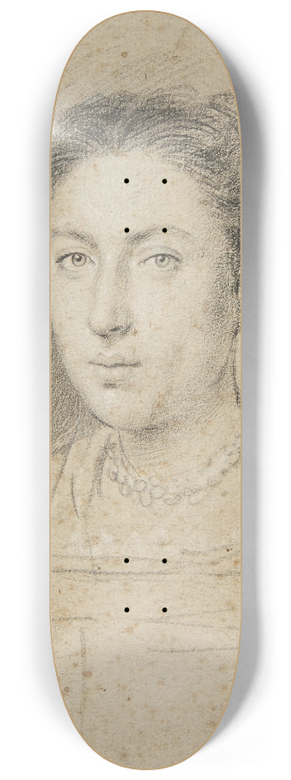 Ottavio Leoni - Portrait de femme au collier de perles 8.25 inch art skate deck