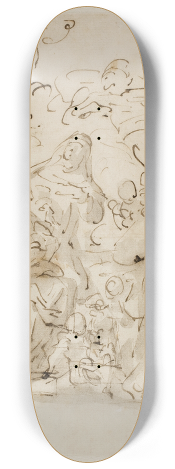 Antonio Molinari - Skitse til en altertavle med tre helgener og engle 8.25 inch art skate deck