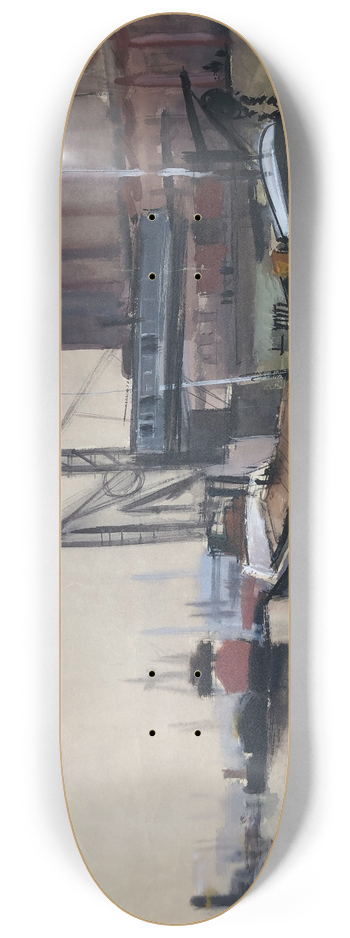 Otto Geigenberger - Schiffe im Hamburger Hafen 8.25 inch art skate deck