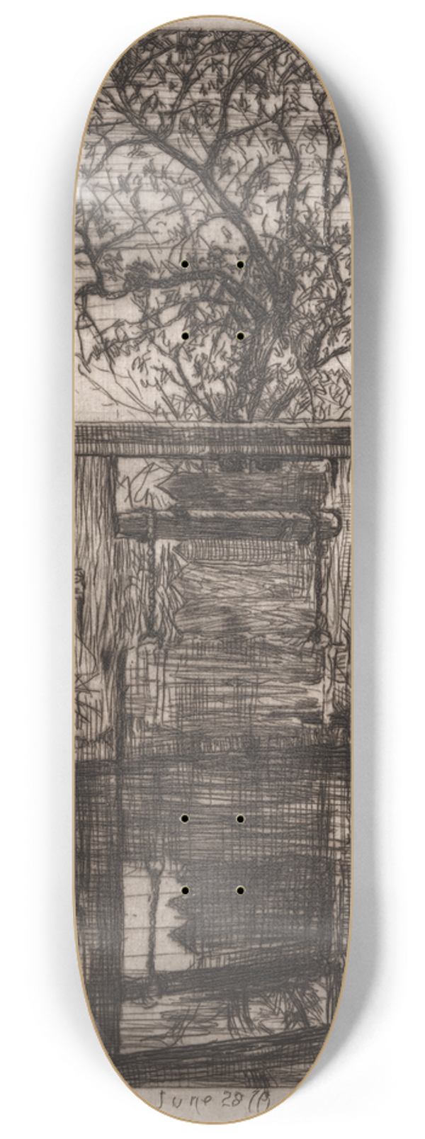 Otto Henry Bacher - The Lock, Schleissheim 8.25 inch art skate deck