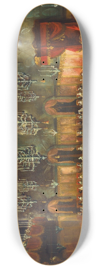 Antonio Stom - A ball in honour of Anna Maria Luisa de Medici, Electress Palatine and daughter of the Grand Duke Cosimo III of Tuscany 8.25 inch art skate deck