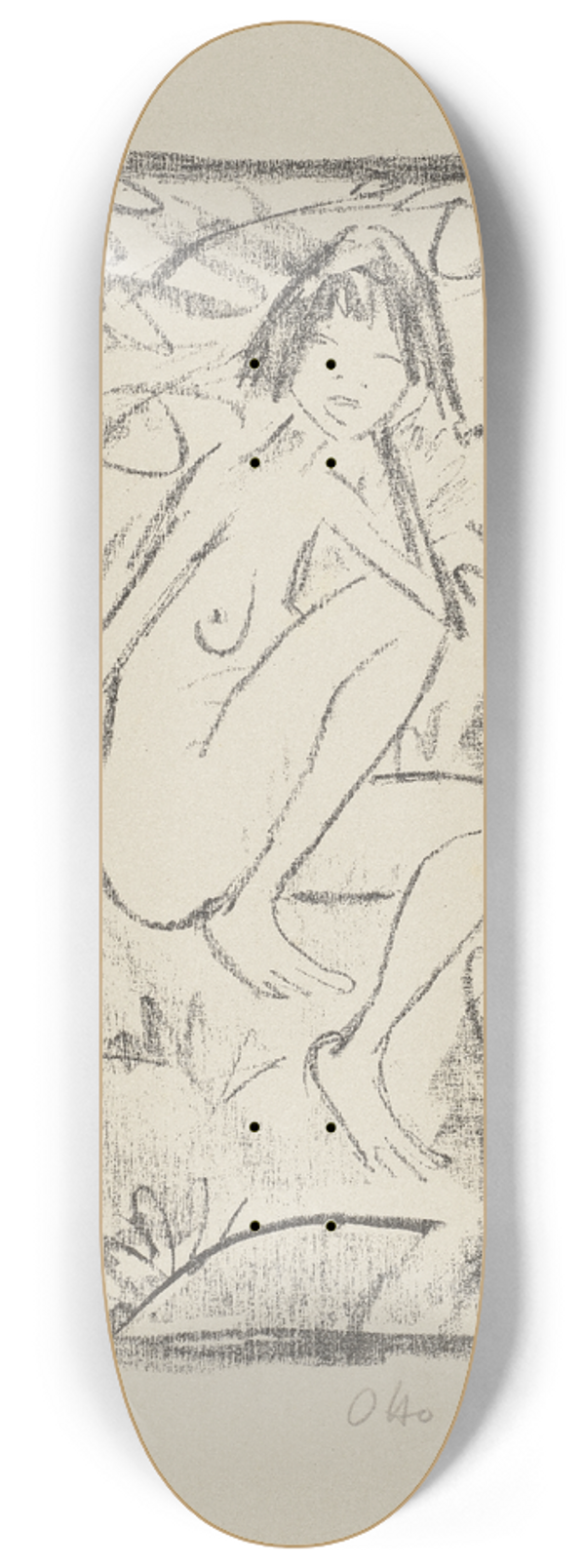 Otto Mueller - Sitzende, von Blattwerk umgeben (helle Fassung) 8.25 inch art skate deck