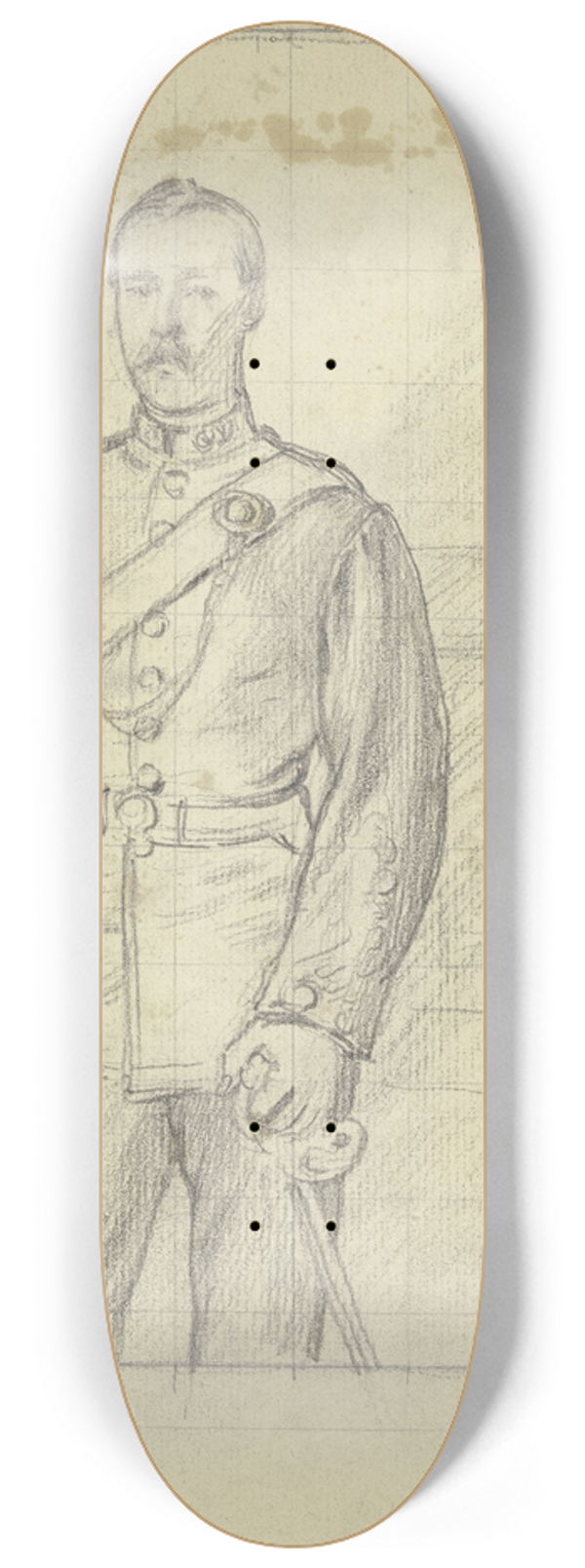 Otto Scholderer - Bildnis eines Mannes in Uniform, Dreiviertelfigur 8.25 inch art skate deck
