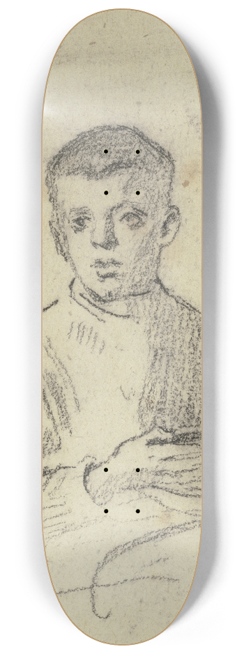 Otto Scholderer - Boy with basket 8.25 inch art skate deck