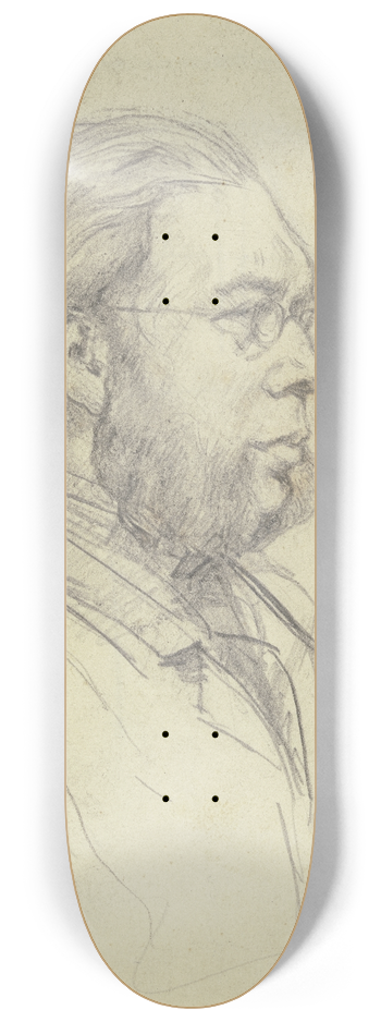 Otto Scholderer - Brustbild eines Mannes nach links mit Gabelbart und Brille 8.25 inch art skate deck